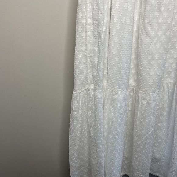 MADEWELL Midi Dress Women 8 Tie-Back Tiered NEW White V-Neck NQ594 - Picture 6 of 13